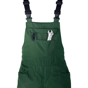 Salopette en coton vert pour homme, couleur unie, poids moyen, style décontracté, pantalon de travail printanier avec poches et genoux renforcés - Product Image 5