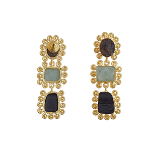 Pendientes Colgantes de Piedras Multicolores Chapados en Oro, Joyería de Moda Contemporánea Semipreciosa para Mujer, Venta al Por Mayor - Product Image 6