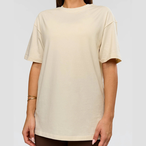 Camiseta de Manga Corta con Cuello Redondo Extra Grande para Mujer, Color Sólido, Corte Holgado, Transpirable, 100% Algodón Jersey, Ecológica - Product Image 1