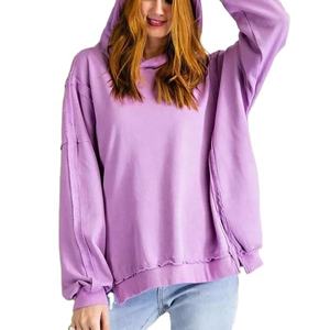 Sudadera con capucha vintage para mujer, ropa personalizada de algodón 100%, con dobladillo y borde crudo - Product Image 1
