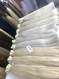 Prix de gros Extensions de cheveux vierges vietnamiens naturels pleine longueur 40cm 75cm Super Double Drawn décolorés teints noir blond - Product Image 6