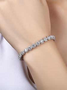 Unisex Gold Plated Tennis <b>Bracelet</b> Hip Hop Style Claw Setting Diamond IGI Certified Alloy Jewelry - Product Image 1