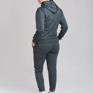 Ensemble de survêtement en molleton épais personnalisé pour femme, manches longues, coupe oversize, deux pièces, style streetwear pour l'hiver - Product Image 4