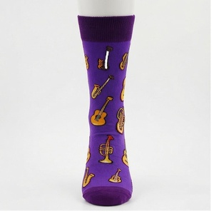 Crew <b>Socks</b> With <b>Musical</b> Instruments Print Breathable Knitted For Adults Casual Spring Season - Product Image 1