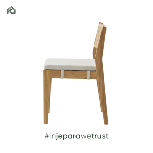 Silla de Comedor Moderna Rústica para Exteriores, Madera de Teca con Respaldo de Cuerda, Cojín Impermeable, Apilable, para Hotel, Sala de Estar, Parque - Product Image 6