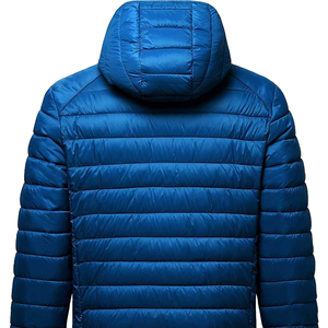 Veste matelassée à capuche pour homme, rembourrée de duvet, coupe-vent, fermeture éclair, vêtements d'hiver décontractés, coupe régulière, 100% polyester - Product Image 4