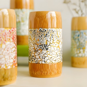 Gobelets personnalisés en bambou et nacre avec logo, accessoires de mariage bohèmes, gobelet réutilisable de haute qualité - Product Image 3