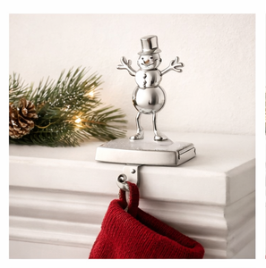 Luxury Silver Snowman Christmas <b>Stocking</b> <b>Holder</b> For Mantel Heavy Weighted Non-Slip Metal Hanger Hook For Holiday Fireplace - Product Image 3