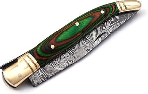 Couteau de poche pliant Laguiole de haute qualité, vente en gros, lame en acier Damas premium, pointe clip, manche en bois, directement de l'usine - Product Image 5