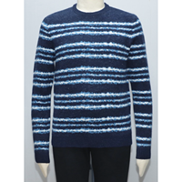 Pull en coton biologique respirant à rayures bleu marine pour homme, manches longues, vêtements d'hiver