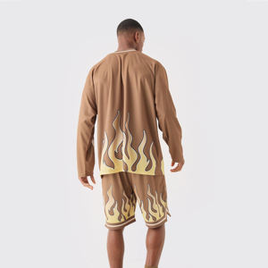 Pantalones Cortos de Baloncesto de Alta Calidad, Tendencia de Moda, Tejido Liso Teñido, Estilo Urbano, Costuras Completas - Product Image 3