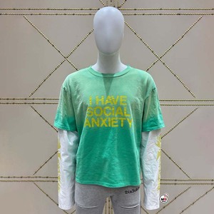 Camiseta Negra Oversize para Hombre con Estampado de Ansiedad Social, Manga Larga en Contraste, Estilo Urbano, Cuello Redondo, Jersey de Algodón, Camiseta de Manga Corta - Product Image 2