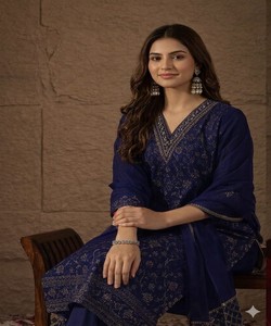 Conjunto de Top y Pantalón con Tejido Jacquard de Lujo y Dupatta, Ropa Festiva, Precio al por Mayor, Prenda Étnica, Multicolor, Algodón, Secado Rápido - Product Image 2