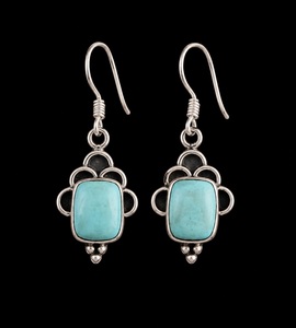 Natural Turquoise 925 Sterling Silver <b>Hook</b> <b>Earrings</b> Handmade Boho Gemstone Dangle <b>Earrings</b> - Product Image 1