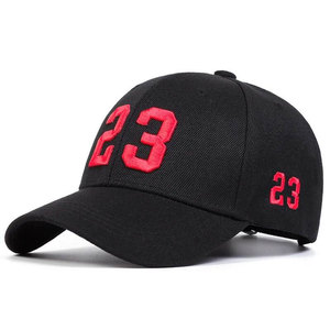 Casquette de baseball 6 panneaux noire Econex Sports avec broderie 3D blanche 23, ajustable, unisexe, en sergé, décontractée, respirante, imperméable, 100 % coton - Product Image 3
