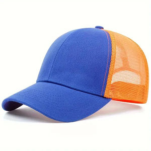 Wholesale 5-Panel Mesh <b>Baseball</b> Hat Custom Logo Hip Hop Embroidered Print Foam <b>Cap</b> Velvet Polyester Material <b>Plain</b> Trucker Hat - Product Image 3