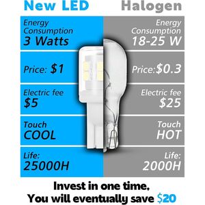 Bombillas LED de Base Cuadrada T5 T10 de 12-24V, 300lm, 3W, Bajo Voltaje, Equivalentes a Halógenas de 30W, 6000K, Luz Blanca Diurna, para RV - Product Image 4