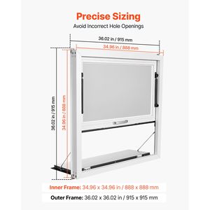 หน้าต่างบริการแบบพับได้ ขนาด 36x36 นิ้ว ทำจากอลูมิเนียมอัลลอยด์ พร้อมกันสาด 85 องศา สำหรับรถขายอาหาร - Product Image 2