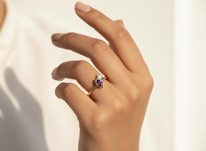 HandMade Custom Design <b>14k</b> <b>Gold</b> Glass filled sapphire Ring <b>Manufacturer</b> Minimalist Promise Ring with VVS1 Lab Grown Diamond - Product Image 4