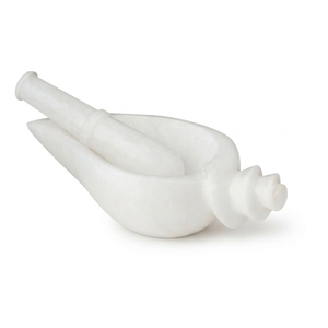 Mortero y Pilón de Mármol Blanco Tallado en Forma de Hoja, Herramienta Manual para Moler Hierbas y Especias, Diseño de Logotipo Personalizado - Product Image 1