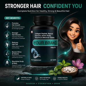 Tabletas de Suplemento para el Crecimiento del Cabello de Calidad de Exportación con Colágeno, Biotina y Aminoácidos - Product Image 4