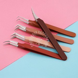 Stainless Steel Curved Eyelash Tweezers Eyelashes extension Applicator Tool 90 Degree Fiber Tip Tweezer Volume Lash Tweezers - Product Image 5