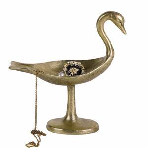 Ensemble de porte-bagues en aluminium poli de haute qualité au design cygne élégant, 2 plateaux à bijoux, mini-bol à bibelots, rangement pour coiffeuse et table de nuit - Product Image 1