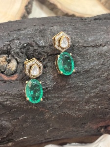 Pendientes de piedra polki verde para joyería india, regalo de boda para ella, regalo de compromiso para esposa, joyería de aspecto lujoso. - Product Image 5