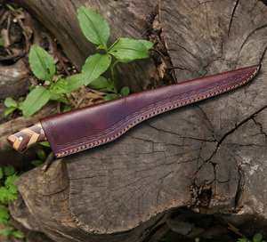 Cuchillo de caza personalizado de acero de Damasco con mango de madera, hoja de punta caída, filo recto, 0.6 mm de grosor, hecho a mano para uso en exteriores. - Product Image 6