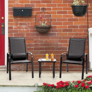 Conjunto de Muebles de Jardín Apilables de 3 Piezas con Respaldo Ajustable para Uso en Exteriores - Product Image 4