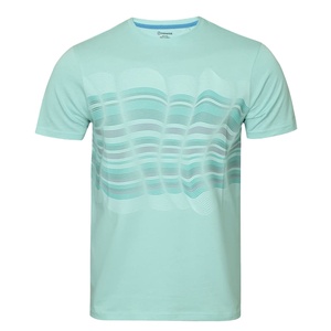 T-shirt décontracté à col rond pour homme 100% coton peigné à manches courtes gris mélangé tissé sérigraphie motif tricoté ajusté - Product Image 3