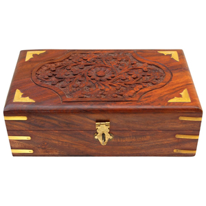 Wholesale Handcrafted Mango <b>Wood</b> Jewellery <b>Box</b> Vintage Pyrography Oak Leaf <b>Carved</b> Storage Case Eco-Friendly Gift <b>Box</b> Supplier - Product Image 6