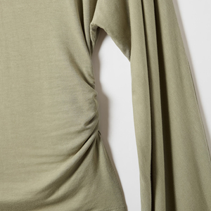 Top Corto de Verano para Mujer con Logo, Ecológico, Hombros Caídos, Manga Larga, Ajuste Delgado, Detalle de Ojales y Abertura Frontal, Elegante - Product Image 4