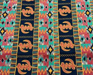 Tissu africain brodé en coton tissé, motif géométrique coloré, pour la décoration intérieure, les vêtements et les robes. - Product Image 2