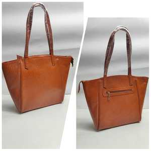 Sac à bandoulière pour femme en cuir véritable marron, motif litchi, poignée unique, fermeture à fermoir, usage quotidien, toutes saisons - Product Image 5