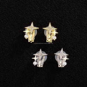 Elegantes Pendientes de Plata 925 con Diamantes Cultivados en Laboratorio, Detalle de Piedras Brillantes, Joyería de Lujo para Mujer, Venta al por Mayor y Minorista - Product Image 3