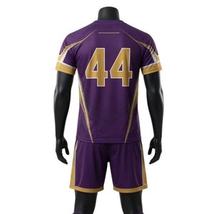 Ensemble d'uniformes de lacrosse sublimés unisexe violet et or, légers, en polyester, réversibles, pour l'entraînement et les matchs sportifs - Product Image 2