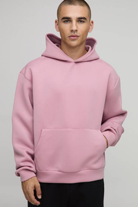 เสื้อฮู้ดดี้ผู้ชายผ้าฟลีซ 100% ผ้าฝ้าย สำหรับฤดูหนาว เป็นมิตรกับสิ่งแวดล้อม ระบายอากาศได้ดี ทรงปกติ ไหล่ตก สีพื้น  รับสกรีนโลโก้ - Product Image 4