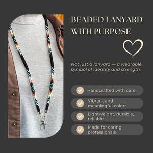 Chaîne de corps perlée faite à la main avec fermoir en argent, tissée avec un motif géométrique noir, blanc, turquoise, marron et orange, accessoire élégant - Product Image 4