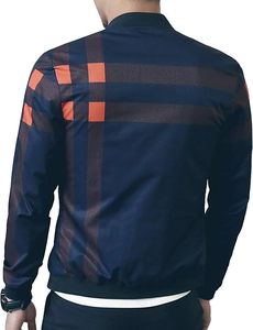 Blouson Bomber Homme Tendance en Polyester et Nylon, Imperméable, Imprimé à Carreaux, Respirant, Style Streetwear, Logo Personnalisé - Product Image 2