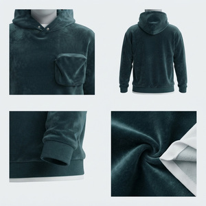Sweat-shirt à capuche zippé en molleton vert foncé pour homme, coupe classique, 100 % coton, écologique, respirant, brodé, vêtement d'hiver - Product Image 5