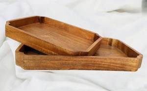 Bandejas de servir rústicas de madera ecológica con asa de latón, multifuncionales para decoración del hogar, bandeja de servir y almacenamiento al mejor precio. - Product Image 6