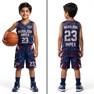 Tenue de basketball personnalisée OEM pour enfants, ensemble maillot et short de basketball par sublimation pour jeunes, logo d'équipe, respirant, séchage rapide, vêtements de basketball - Product Image 2