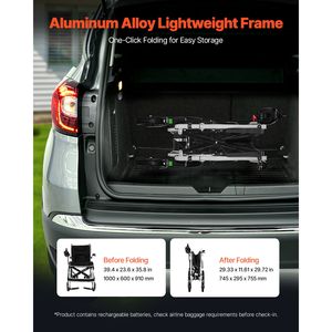 Sedia a Rotelle Elettrica Pieghevole e Leggera per Adulti, Autonomia di 12 Miglia, Capacità 220 libbre - Product Image 3