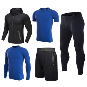 Conjunto de Camiseta Deportiva de Compresión de Secado Rápido para Hombre, Sudadera de Manga Larga, Camiseta de Manga Corta, Pantalones Cortos, Leggings, Ropa Deportiva de Alto Rendimiento - Product Image 5