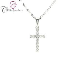 Everyday Wear 18K Blanco/Oro amarillo Diamante natural Cruz Colgante Precio al por mayor para regalo Cristiano - Product Image 4