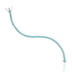 High Quality Handmade 925 <b>Sterling</b> <b>Silver</b> Turquoise Cabochon Chain Link Tennis <b>Bracelet</b> for Women Fine Jewelry - Product Image 6