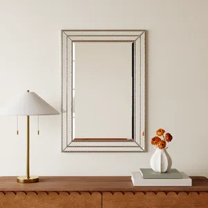 Modern Farmhouse <b>Rectangle</b> <b>Wall</b> <b>Mirror</b> Glass Frame Decorative Accent for Entryway Home Decor - Product Image 3