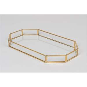 Bandeja Decorativa de Lujo con Espejo Dorado, Octagonal, de Metal y Vidrio, Organizador de Maquillaje y Joyas, Bandeja de Servicio para Decoración del Hogar, Regalo de Boda - Product Image 5