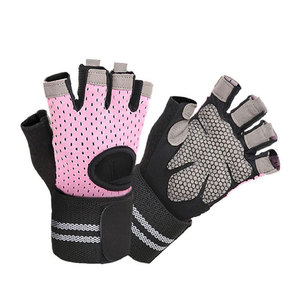 Gants de musculation unisexes en cuir/néoprène à demi-doigts, respirants, imperméables, avec longue sangle de poignet, équipement de fitness pour la gym, vente en gros - Product Image 1